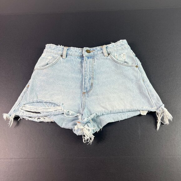 Rolla's Jean Shorts Women 26* Duster High Rise Slim Blue Distressed Jorts Tag 25 - Picture 1 of 16